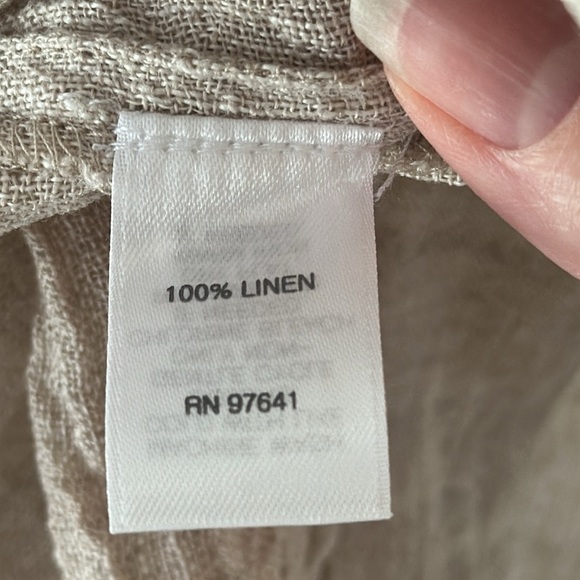 J.Jill Pure Jill Linen Crinkled Tunic Vest Lagenlook Pocket Beach Boho Neutral - Picture 7 of 10